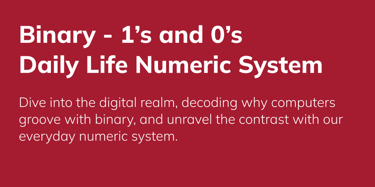 Binary - 1’s and 0’s                     Daily Life Numeric System